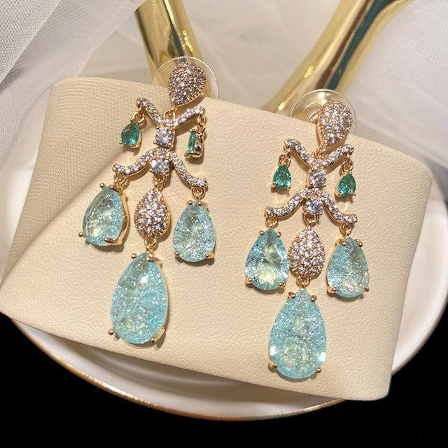 Wucifang Jewelry Ohrringe, Tropfenförmig, Zirkon, Gold, Damen - Bild 1