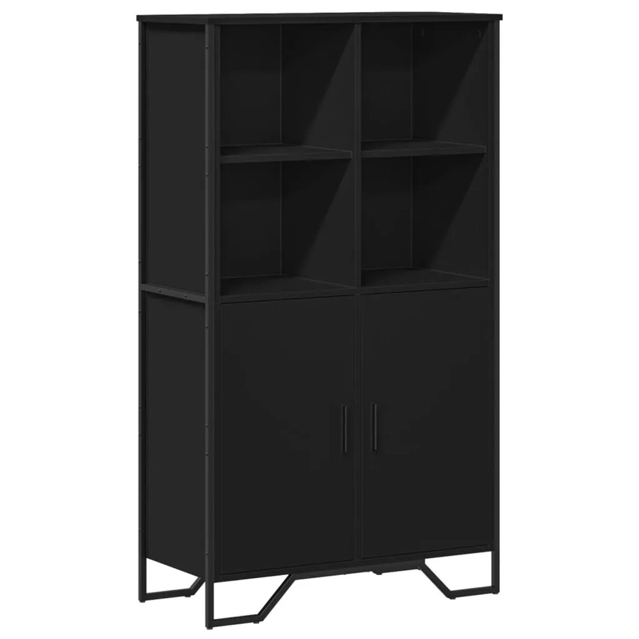 vidaXL Highboard Schwarz aus Holzwerkstoff mit Türen und Regalfächern, B/T/H: 79,5 x 35,5 x 137,5 cm - Bild 2