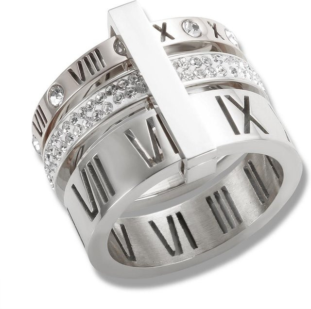 Ring Edelstahl, Bicolor, Kristall, Damen - Bild 1