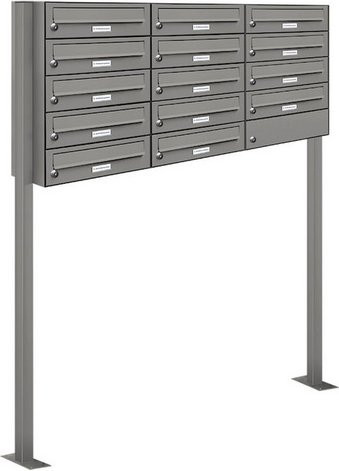 AL Briefkasten für 14 Parteien, freistehendes Briefkasten-System, grau, B/H/T: 153,459 x 150,0 x 27,5 cm - Bild 1