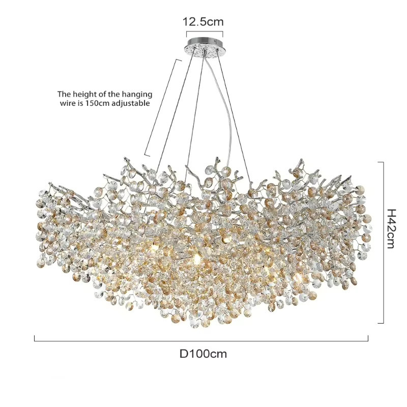 TAONUANSHU LED Kristall Kronleuchter in Gold/Messing, Postmodernes Design mit Zweig-Anhänger für Wohnzimmer und Küche - Bild 3