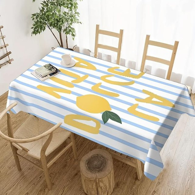 Wasserdichte und waschbare Tischdecke von JINGYUE Pet mit blauem Streifenmuster, rechteckig, B: 140 cm, T: 180 cm - Bild 1