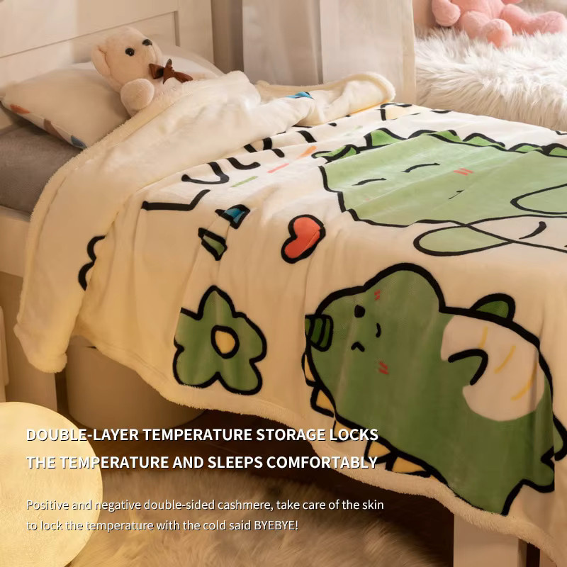 Baby Decke mit Cartoon Dinosaurier Muster in Grün, weiche Sommer Nickerchen Decke, B/B: 100 x 104 cm - Bild 2