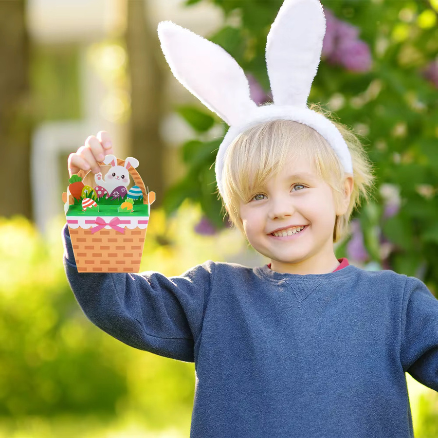 WEIGAO Ostern Geschenkboxen mit Häschen-Design aus Papier, Mehrfarbig, 10/20 Stück für Kinder und Party-Dekoration - Bild 3
