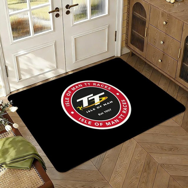TT Isle Of Man Racing Fans Fußmatte aus Flanell, Schwarz, B/L: 80 x 120 cm - Bild 1