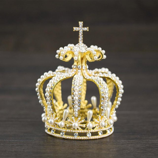 Niancan Kopfschmuck, Barock-Palastkrone, Kristall, beige, Damen - Bild 1