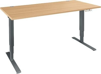Schäfer Shop Genius Schreibtisch AERO FLEX elektrisch höhenverstellbar mit T-Fuß und Memorypanel, Buche/Anthrazit, Breite: 120 cm - Bild 1