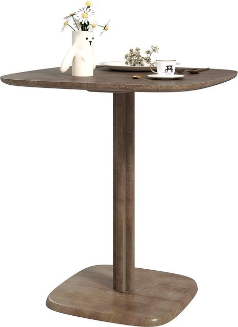 HOMCOM Esstisch für 4 Personen in moderner Holzoptik, quadratischer Küchentisch aus Gummibaumholz, braun, B/T: 70 x 70 cm - Bild 1