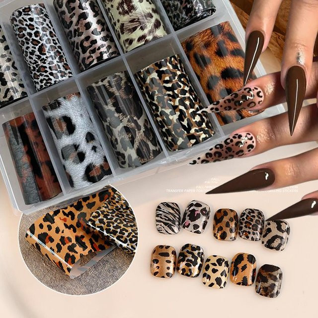 MAFANAILS Nagelfolien Brown Series, Leopardenmuster, Glänzend, Unisex - Bild 1