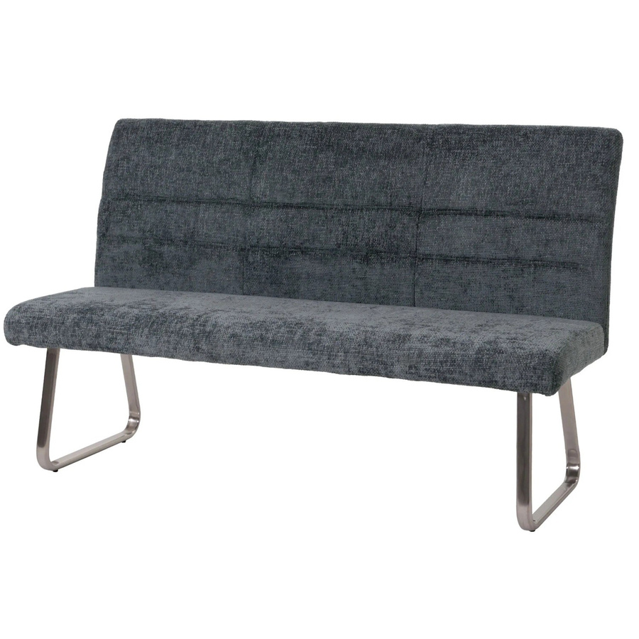 MCW Sitzbank G55 Esszimmerbank aus Chenille mit gebürstetem Edelstahl in Blau-Grün, Breite: 180 cm - Bild 3