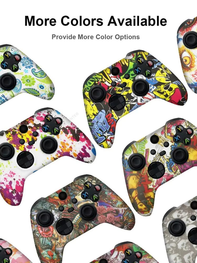 TECTINTER Silikon Schutzhülle für Xbox Serie X/S Controller in Blau und Mehrfarbig mit Thumbstick Griffen und Joystick Abdeckung - Bild 3