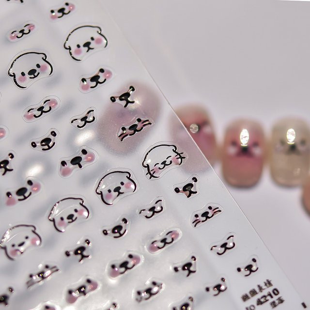Rhstoe Nail Art Aufkleber, 5D Bär Otter Cartoon, Glänzend - Bild 1