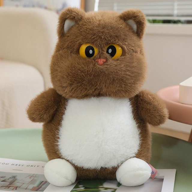 Niedliche Katze mit großen Augen, Puppe Plüschtier, braun - Bild 1