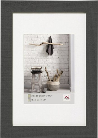 Walther Design Holzbilderrahmen Grau mit Passepartout für Wandmontage und Tischaufstellung, 13 x 18 cm