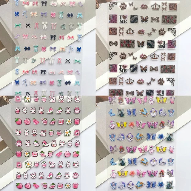 Sanrio Kawaii Sticker Set mit Hasen, Leopardenmuster, Schleifen und Schmetterlingen in Multicolour für Laptop, Handyhülle und Scrapbooking - Bild 1