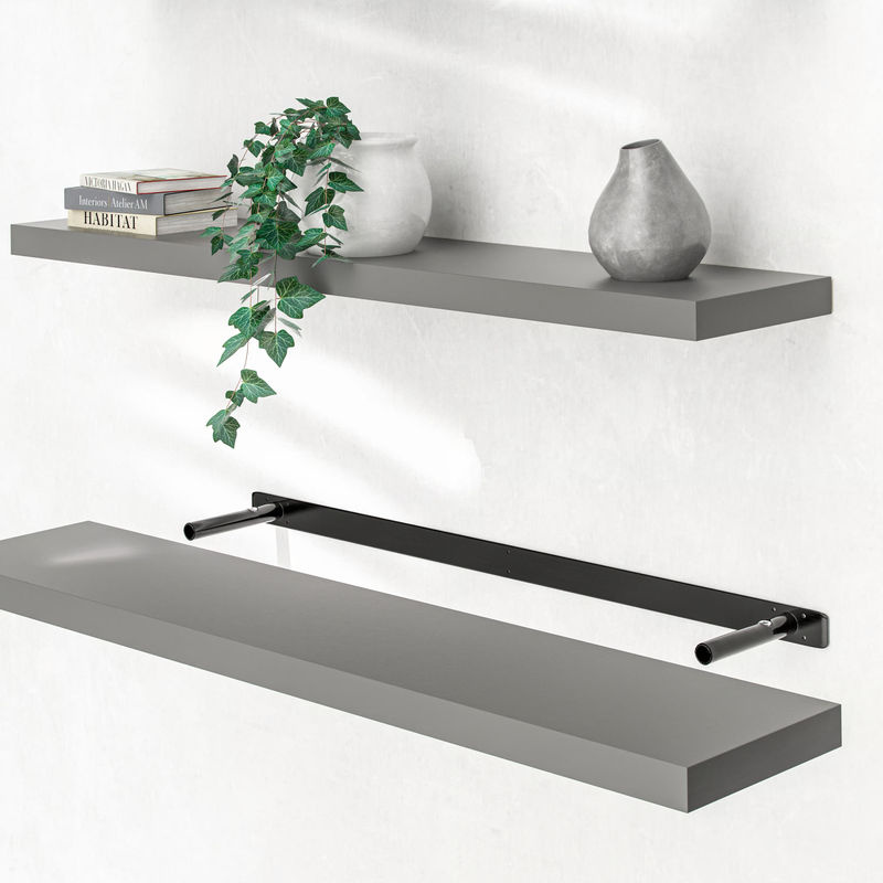 CASARIA Wandregal Schweberegal Grau aus MDF mit Halterung, Breite: 110 cm - Bild 2