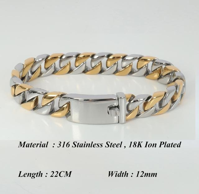 Wucifang Jewelry Armband, 18 Karat Gold vergoldet, Edelstahl, Unisex - Bild 1