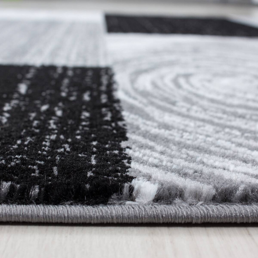 Ayyildiz Teppich PARMA in Schwarz und Grau mit abstraktem Karomuster, Vintage-Design, Breite: 80 cm, Länge: 300 cm - Bild 6