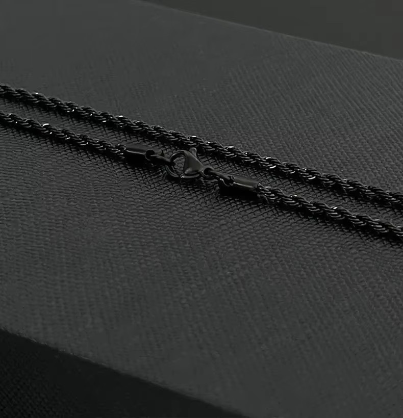 DAIPAN Halskette, Schwarz, Twisted Seil, Edelstahl, Unisex - Bild 2