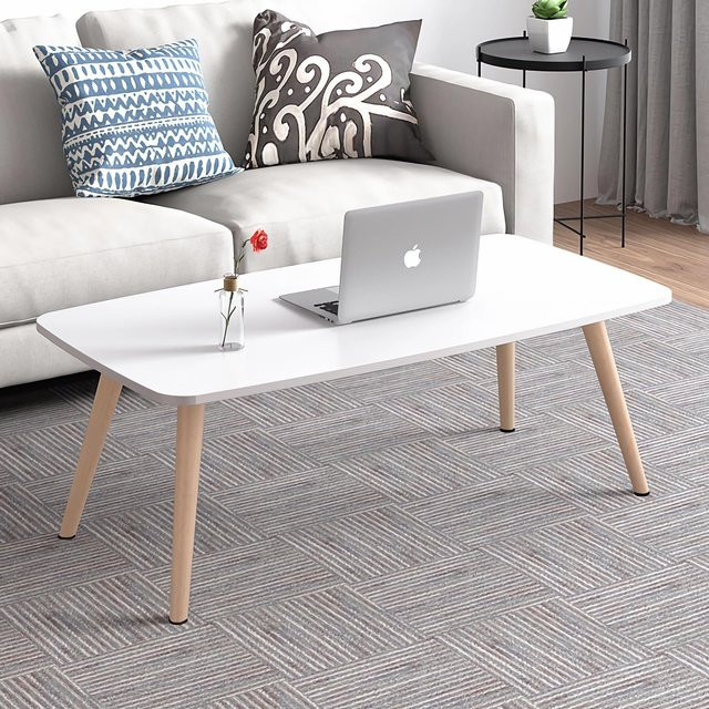 Rshtong Couchtisch aus Holz in Weiß, skandinavischer Stil, B/T: 80 x 40 cm - Bild 1