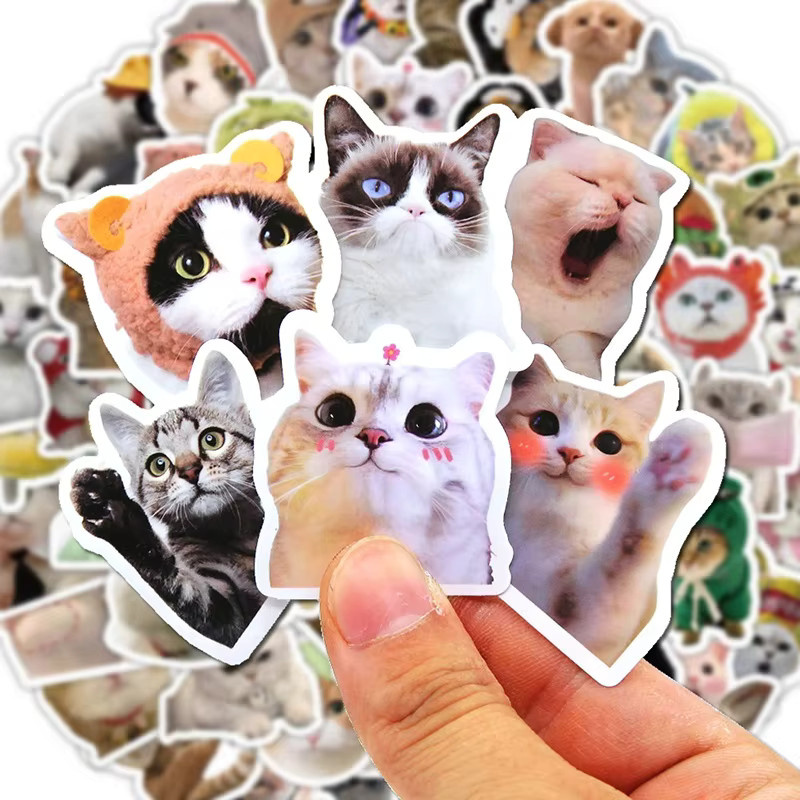 Wasserdichte Kawaii-Cartoon-Katzen-Aufkleber aus PVC für Scrapbooking und Schulbedarf, Mehrfarbig - Bild 3