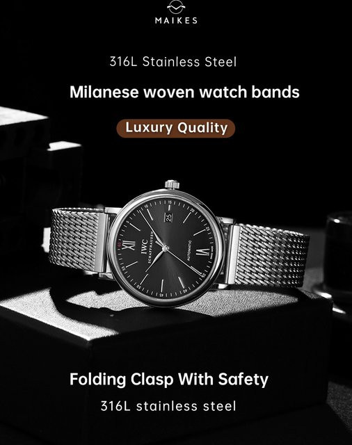 MAIKES Uhrenarmband Edelstahl, Milanaise, Silber, Unisex - Bild 1