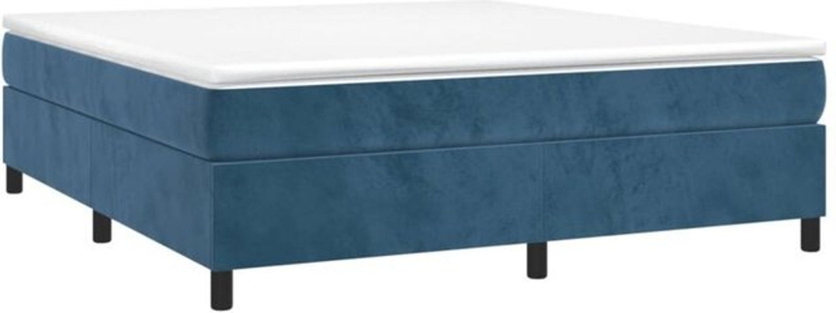 vidaxl Boxspringbett mit Matratze aus Samt in Dunkelblau B/T/H: 200 x 200 x 35 cm - Bild 1