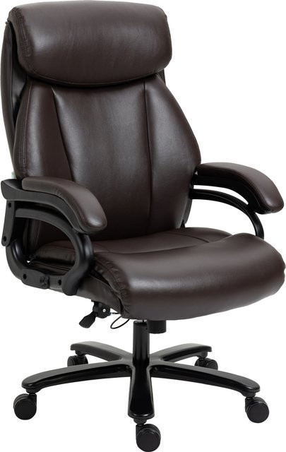 Vinsetto Ergonomischer Chefsessel mit Wippfunktion in Braun aus Leder, höhenverstellbar, bis 180 kg Belastbarkeit - Bild 1