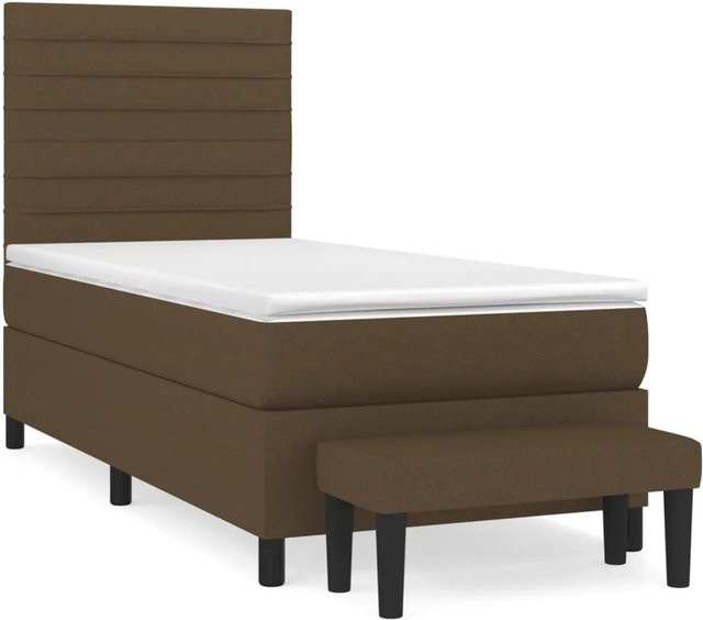 vidaXL Boxspringbett mit Matratze Hybrid Dunkelbraun B: 80 cm, T: 200 cm, H: 203 cm - Bild 1