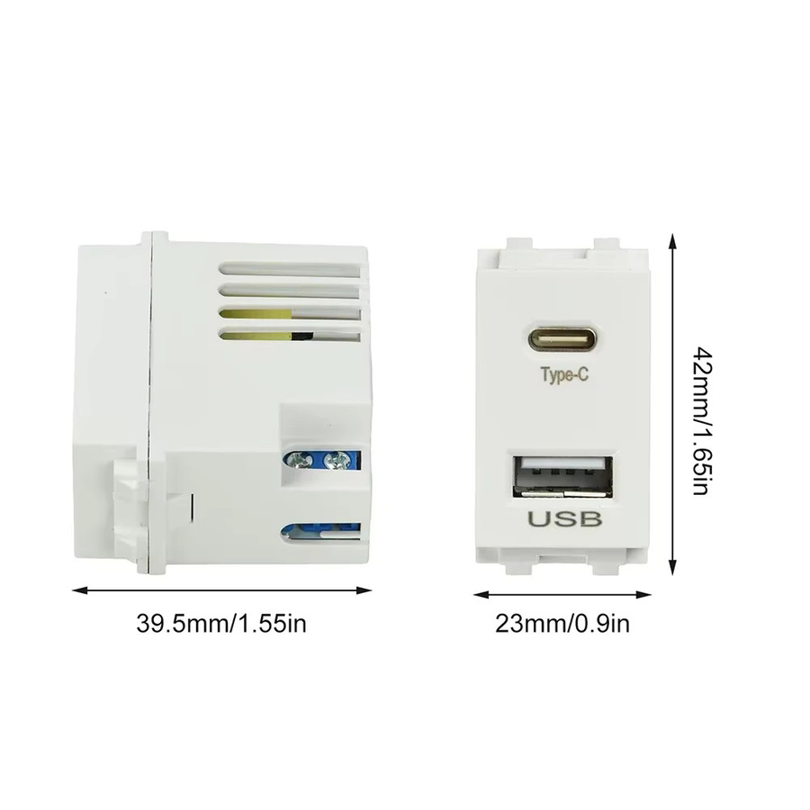 DIY NOW USB und Typ-C Dual-Port Lademodul 220V zu 5V 2,1A in Weiß - Bild 2