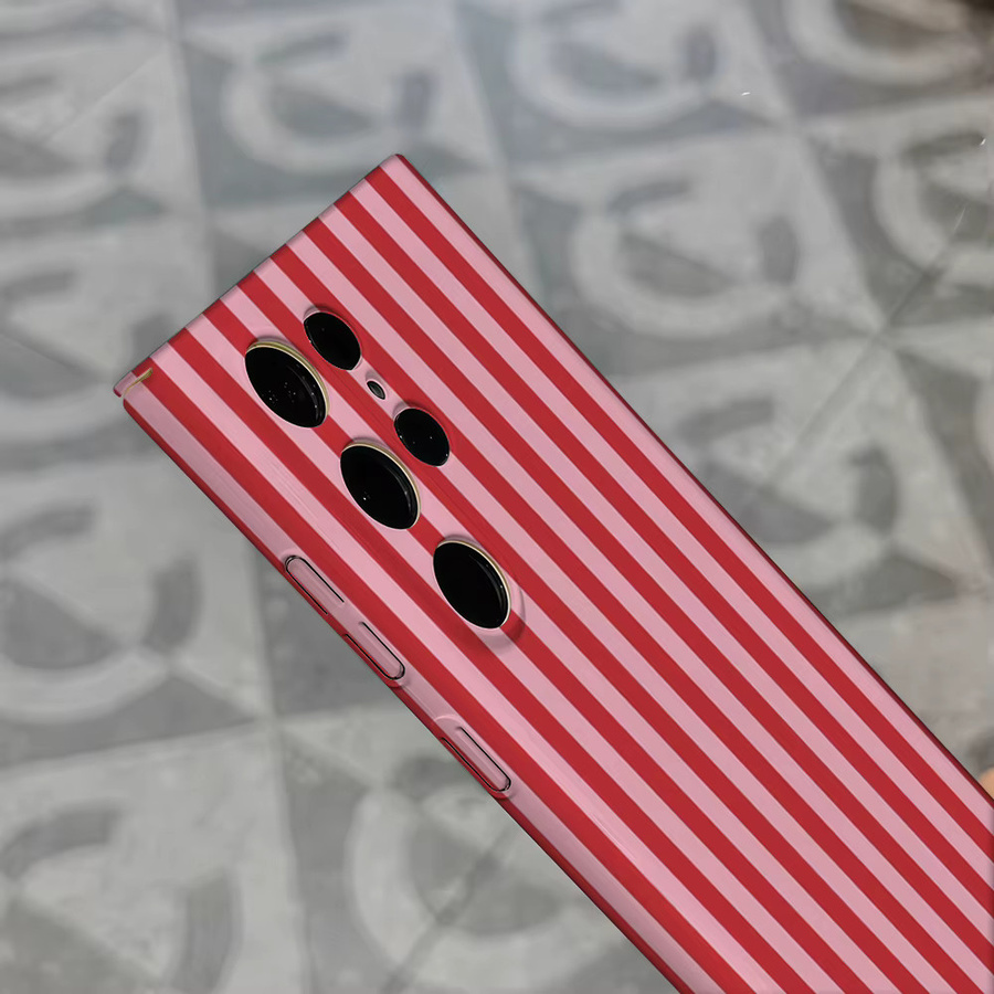Stoßfeste Doppelschicht Handyhülle mit roten und rosa vertikalen Streifen für Samsung Galaxy S25 Ultra, S24 und S23 Ultra Plus - Bild 5