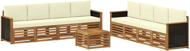 vidaXL Sofagarnitur aus Massivholz Akazie mit 9 Kissen in Beige - Bild 1