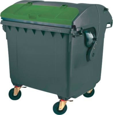 SSI Schäfer Müllcontainer MGB 1100 RD aus Kunststoff mit Runddeckel, schwarzgrün, Volumen: 1100 l - Bild 1