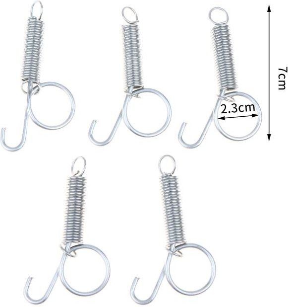 5 Stück Federhaken für Käfigtüren von Peace Appliance aus verzinktem Metall in Silber, Größe: 7 cm - Bild 1