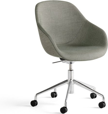 HAY About A Chair AAC 155 Drehstuhl mit Armlehnen und Rollen in Grau mit Stoffbezug und Aluminiumfuß - Bild 1
