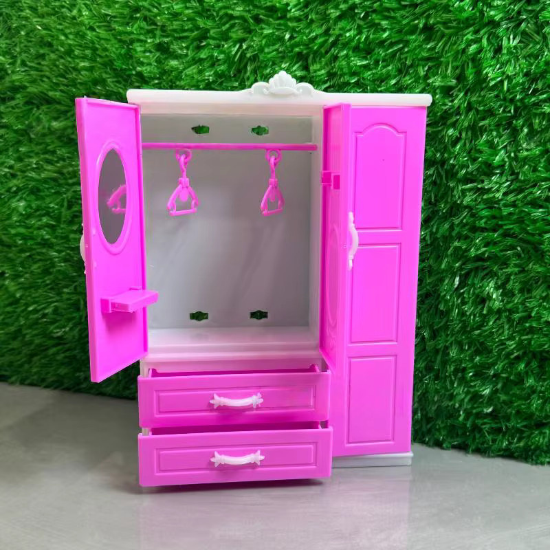 DOWMOO Mini-Kleiderschrank für Puppenhaus-Dekor aus Kunststoff in Pink - Bild 1