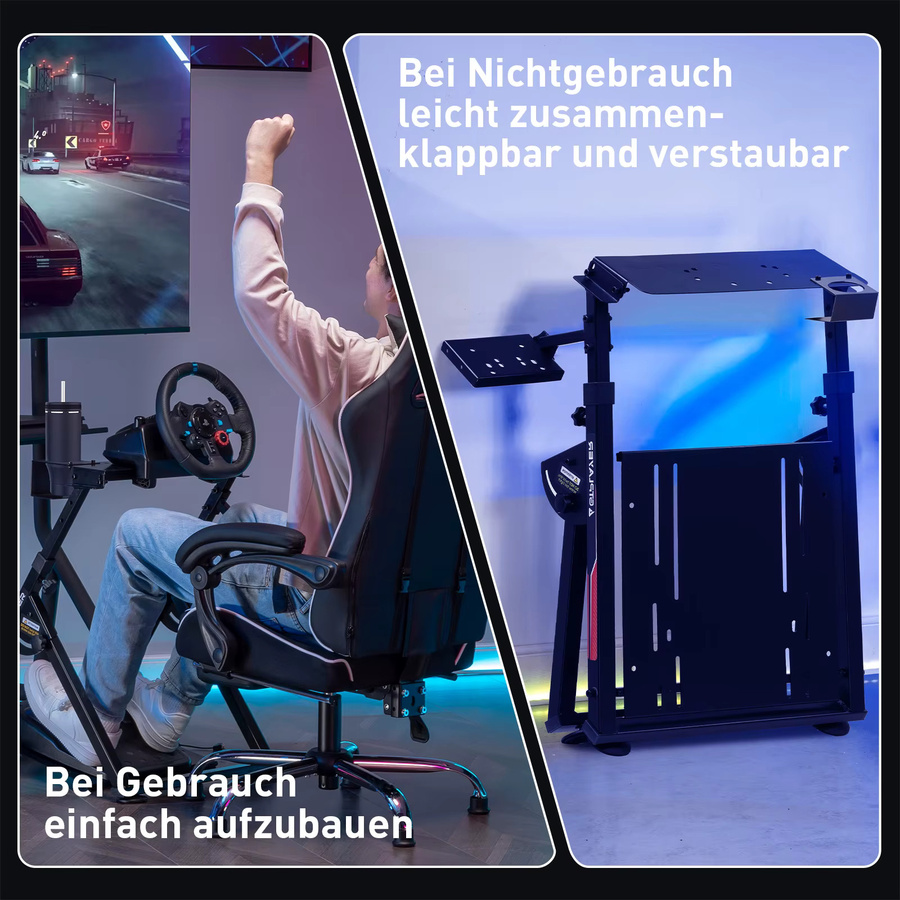 GTPLAYER Lenkradständer mit neigungsverstellbarem Gestell und Schalthebelhalterung in Schwarz, kompatibel mit PS4, Xbox und PC - Bild 4