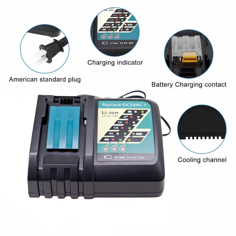 Makita DC18RC Schnellladegerät für 14,4 V bis 18 V Li-Ion Akkus in Schwarz - Bild 3