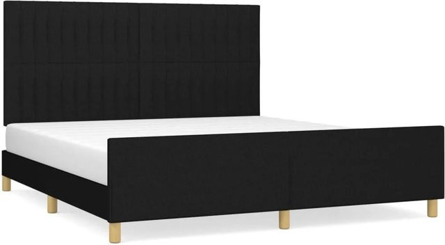 vidaXL Bettgestell mit Kopfteil in Schwarz aus Stoff und Lärchenholz, B/T/H: 160 x 200 x 128 cm - Bild 1