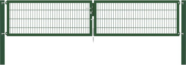 Doppeltor Flexo Plus in Grün aus Stahl mit Pfosten, Breite: 400 cm, Höhe: 80 cm, Pfosten: 100 x 100 cm - Bild 1