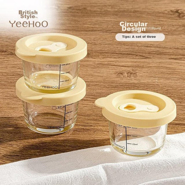 YEEHOO Babykostbehälter aus Glas, transparente Aufbewahrungsbox für Neugeborene, auslaufsicher und mit Messskala, geeignet zum Dämpfen, Kochen und Einfrieren - Bild 1
