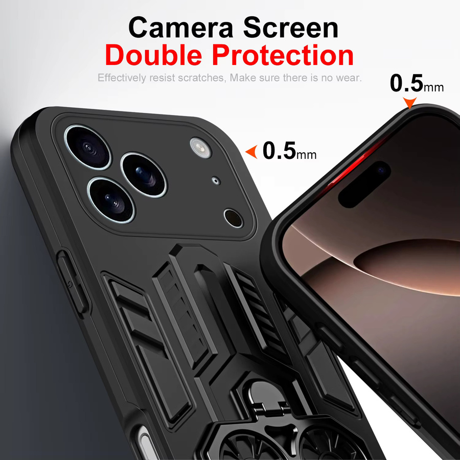 Stoßfeste CYYWN Schutzhülle für iPhone 17 16 15 Pro Max Plus Air mit Metallring in Schwarz - Bild 2