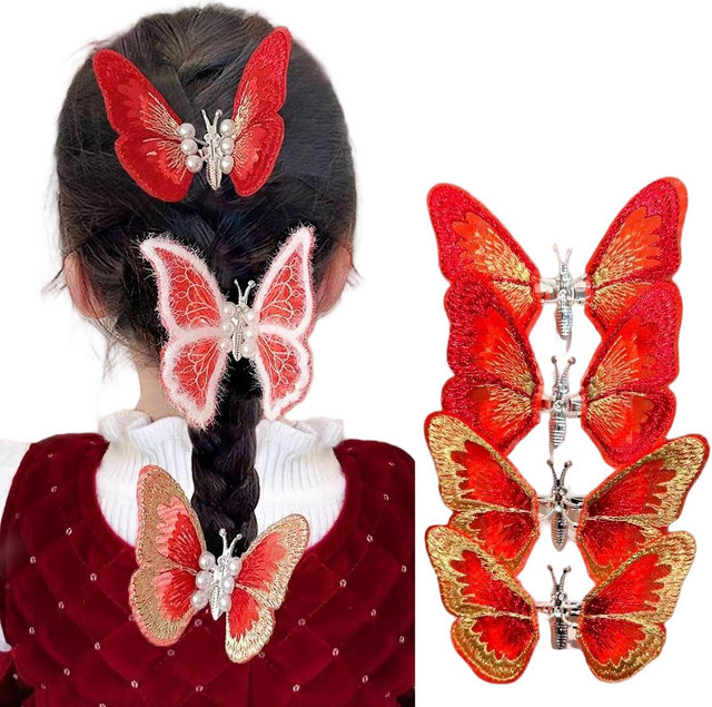 isa happy day Haarspange, roter Schmetterling, Perle, Kinder - Bild 1