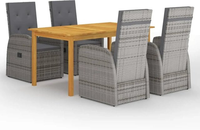 vidaXL 5-tlg Garten-Essgruppe Modell 14 aus Akazien-Massivholz in Grau - Bild 1