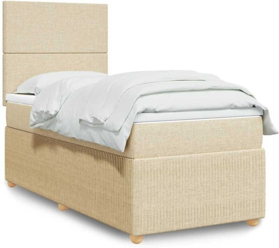 vidaxl Boxspringbett mit Matratze in Beige aus Stoff B/T/H: 90 x 190 x 150,5 cm - Bild 1