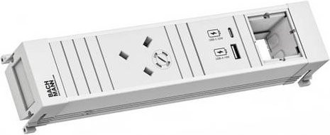Bachmann Einbau-Steckdosenleiste in Weiß mit USB-A und USB-C Anschlüssen - Bild 1