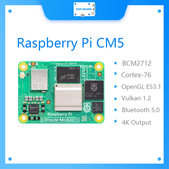 Raspberry Pi CM5 Compute Module mit WiFi und eMMC, Broadcom BCM2712 Quad-Core, Dual 4K Ausgang, Farbe: Grün - Bild 1