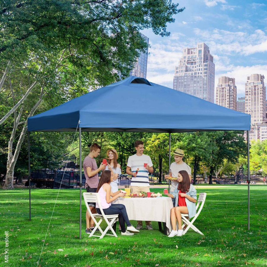 Outsunny Pavillon aus Stahl und Polyester in Blau, B/H/L: 295 x 264 x 295 cm - Bild 2