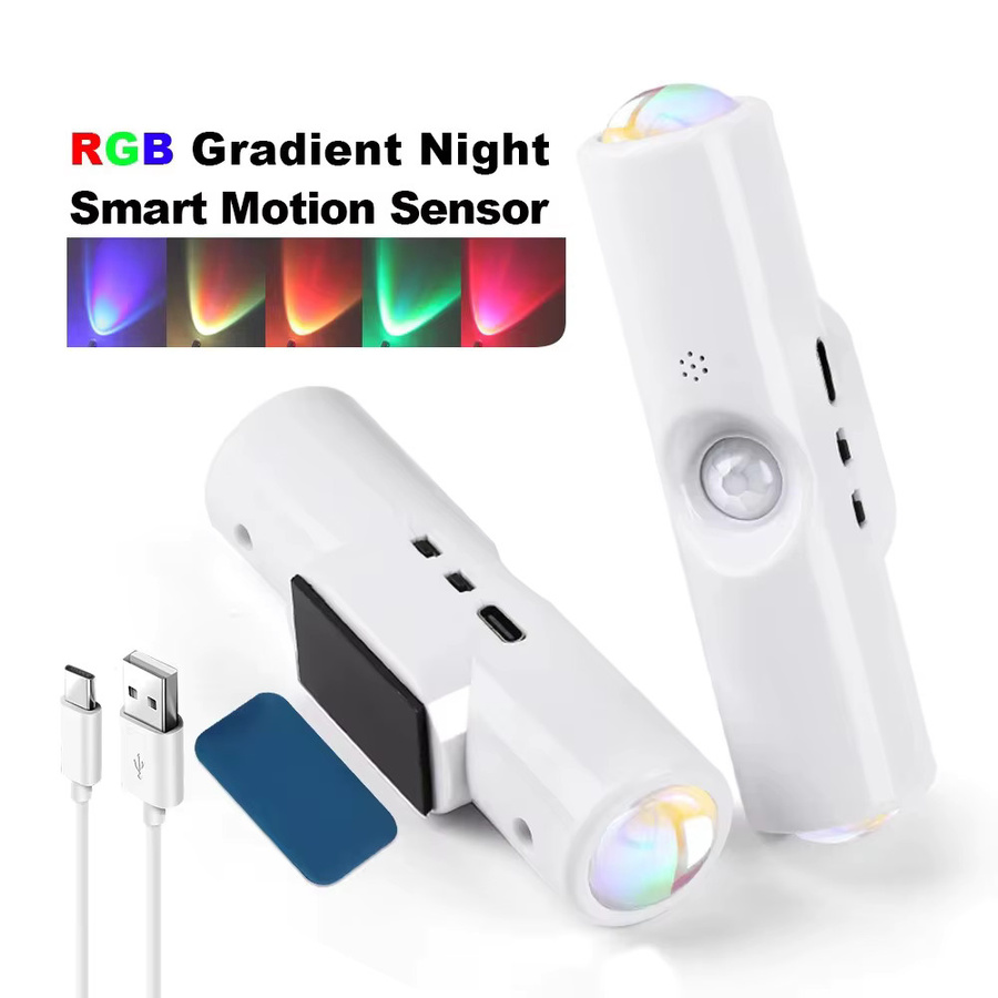 4er Set UMEXUS Wiederaufladbare LED-Nachtlichter mit Bewegungssensor, Magnetische Wandlampe mit RGB Farbverlauf und Up-Down Effekt für Flur und Treppe, Weiß/Multicolor - Bild 5