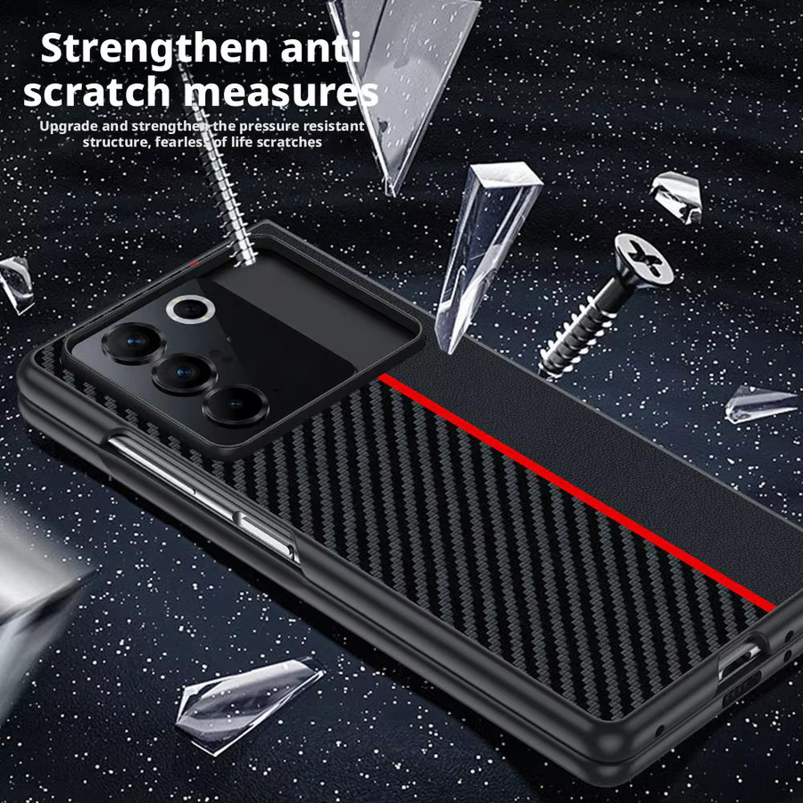 ZTE Nubia Fold Handyhülle aus PU-Leder mit Faserstruktur in Schwarz - Bild 3